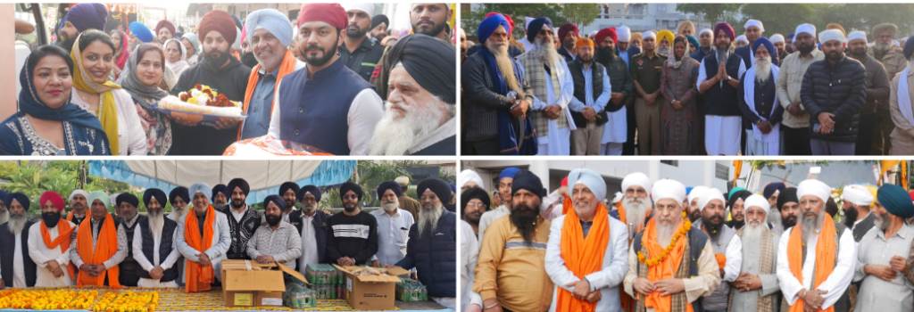 The Nagar Kirtan which started after the Ardas from Gurdwara Sri Rampur Khera was given a grand welcome by the Sangat